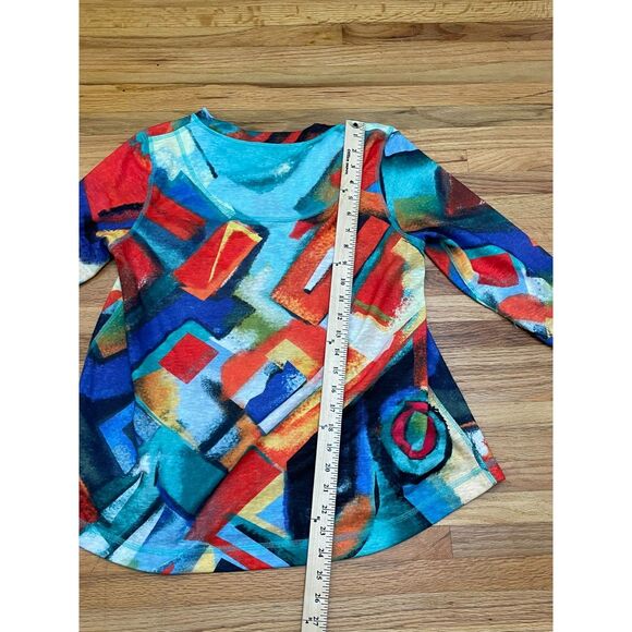 Ali Miles Women's PM Orange Blouse Polyester Tunic Abstract Artsy Boxy Oversized - Picture 5 of 7